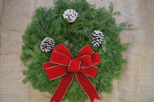 Load image into Gallery viewer, 25&quot; Wreath - Balsam with Bow and Cones
